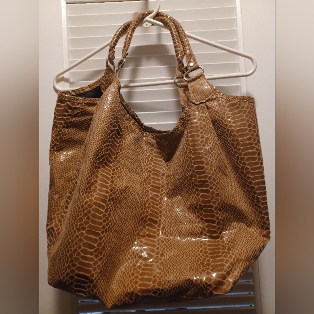 Snake Shoulder Handbag Light Brown Purse